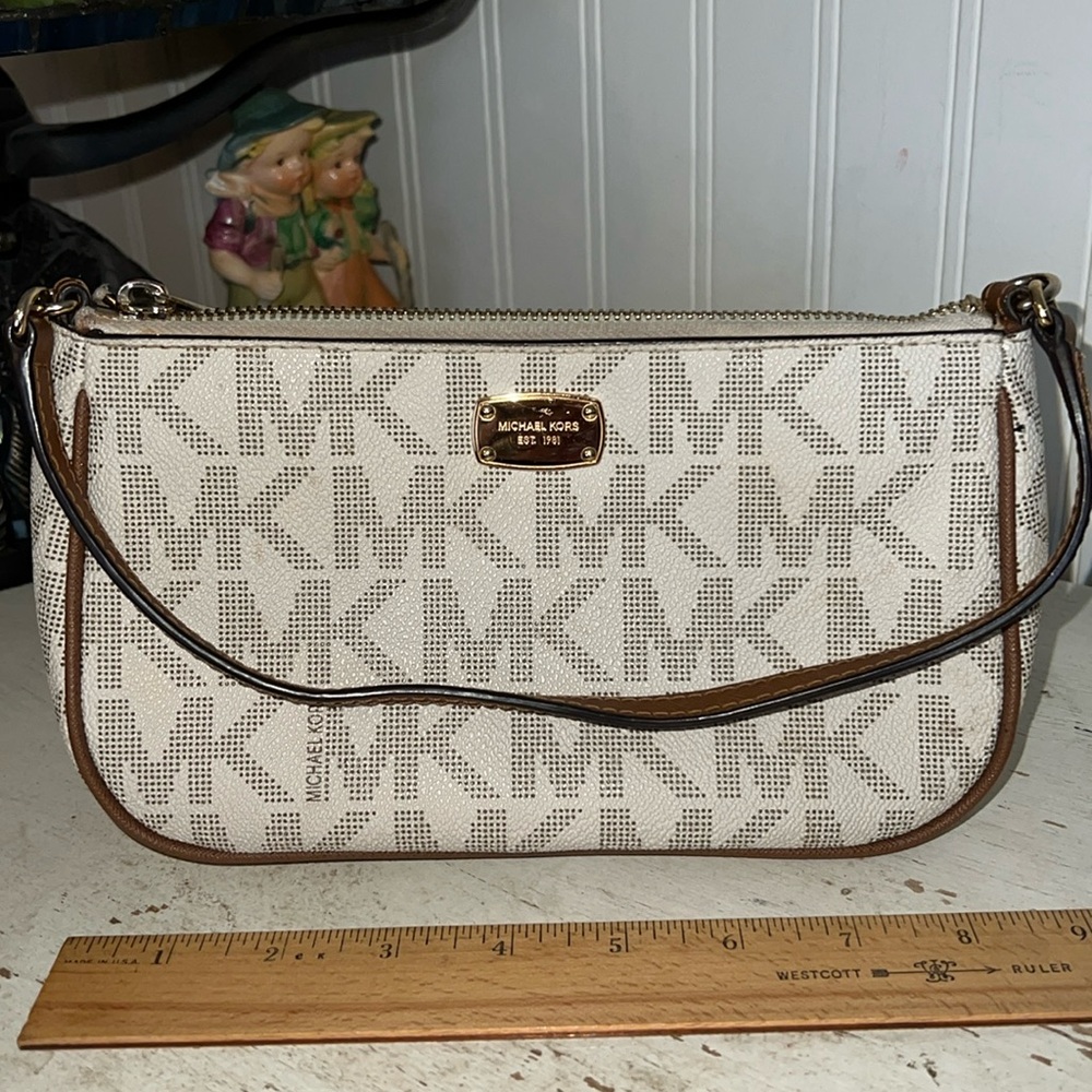 Michael Kors Signature leather and canvas shoulder bag